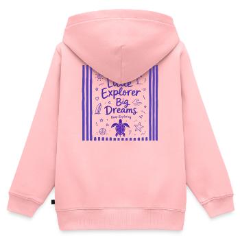 Little Explorer Big Dreams Keep Exploring - Kinder Premium Organic Zip Hoodie - Rosa - Hinten - AI Model Kid Female (0cm)