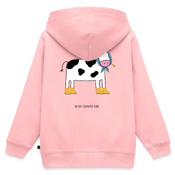 À l’époque de mon pays - Sweat Premium à capuche zippé enfant bio - rose - Dos - AI Model Kid Female (0cm)