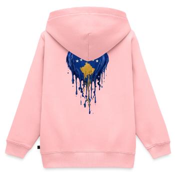 Kosovo Blau Herz Tropfen - Kinder Premium Organic Zip Hoodie - Rosa - Hinten - AI Model Kid Female (0cm)