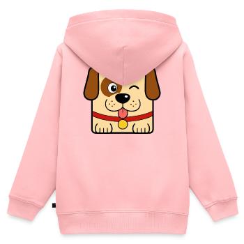 Hund - Kinder Premium Organic Zip Hoodie - Rosa - Hinten - AI Model Kid Female (0cm)