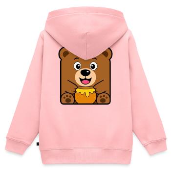 Bär - Kinder Premium Organic Zip Hoodie - Rosa - Hinten - AI Model Kid Female (0cm)