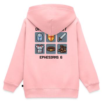 Armor of God Pixel Art- Ephesians 6 - Kids Premium Organic Zip-up Hoodie - rose - Back - AI Model Kid Female (0cm)