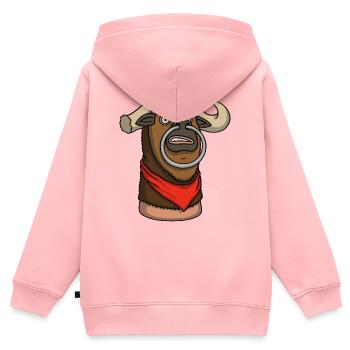 Toro – Cartoon Thumb Character - Kinder Premium Organic Zip Hoodie - Rosa - Hinten - AI Model Kid Female (0cm)