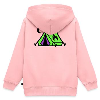 Zelt Lagerfeuer Festival Icon - Kinder Premium Organic Zip Hoodie - Rosa - Hinten - AI Model Kid Female (0cm)