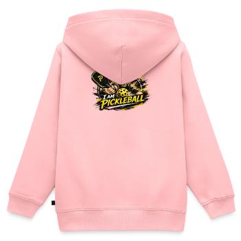 ICH BIN PICKLEBALL - Kinder Premium Organic Zip Hoodie - Rosa - Hinten - AI Model Kid Female (0cm)