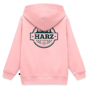 Harz Explorers Badge | Vintage Outdoor Logo - Kinder Premium Organic Zip Hoodie - Rosa - Hinten - AI Model Kid Female (0cm)