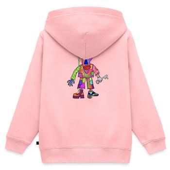 Bunte-Figur - Kinder Premium Organic Zip Hoodie - Rosa - Hinten - AI Model Kid Female (0cm)