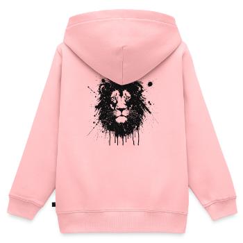 Lion Splash Art Schwarz - Kinder Premium Organic Zip Hoodie - Rosa - Hinten - AI Model Kid Female (0cm)