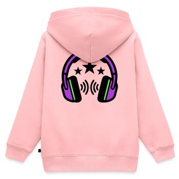 DJ Kopfhoerer Sound Logo - Kinder Premium Organic Zip Hoodie - Rosa - Hinten - AI Model Kid Female (0cm)