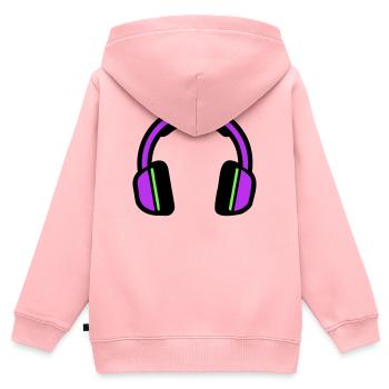 Musik Kopfhoerer Silhouette - Kinder Premium Organic Zip Hoodie - Rosa - Hinten - AI Model Kid Female (0cm)