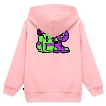 Wanderrucksack Kompass Grafik - Kinder Premium Organic Zip Hoodie - Rosa - Hinten - AI Model Kid Female (0cm)