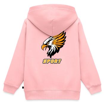 Sports Eagle Orange-Weiß - Kinder Premium Organic Zip Hoodie - Rosa - Hinten - AI Model Kid Female (0cm)