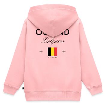 Ostende Belgien Koordinaten Reise Souvenir - Kinder Premium Organic Zip Hoodie - Rosa - Hinten - AI Model Kid Female (0cm)