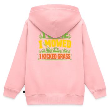 I Came I Mowed And I Kicked Grass Funny Lawn Mowin - Kids Premium Organic Zip-up Hoodie - rose - Back - AI Model Kid Female (0cm)