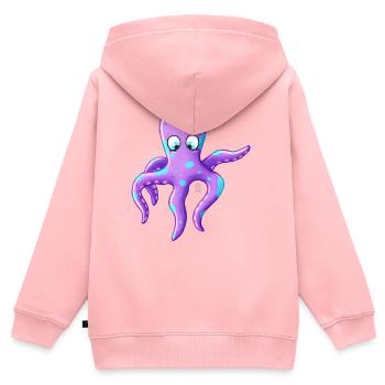 Lila Tintenfisch Pop-Art - Kinder Premium Organic Zip Hoodie - Rosa - Hinten - AI Model Kid Female (0cm)