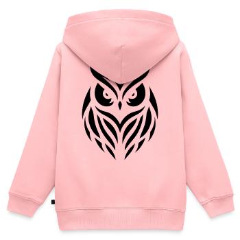 Weise Waldeule: Silhouettenkunst des Waldkauzes - Kinder Premium Organic Zip Hoodie - Rosa - Hinten - AI Model Kid Female (0cm)