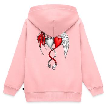 Herzflügel der Dualität, Engel, Teufel, Liebe - Kinder Premium Organic Zip Hoodie - Rosa - Hinten - AI Model Kid Female (0cm)