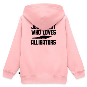 Alligator Reptil - Kinder Premium Organic Zip Hoodie - Rosa - Hinten - AI Model Kid Female (0cm)