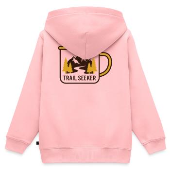 Berge Tasse Wander Logo - Kinder Premium Organic Zip Hoodie - Rosa - Hinten - AI Model Kid Female (0cm)