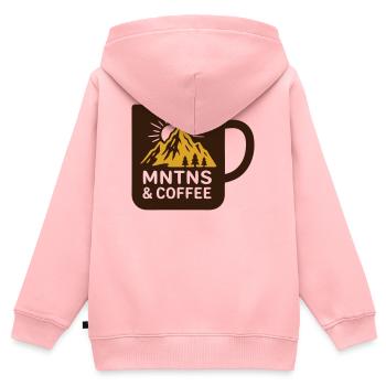 Berge Kaffee Tasse Abzeichen - Kinder Premium Organic Zip Hoodie - Rosa - Hinten - AI Model Kid Female (0cm)