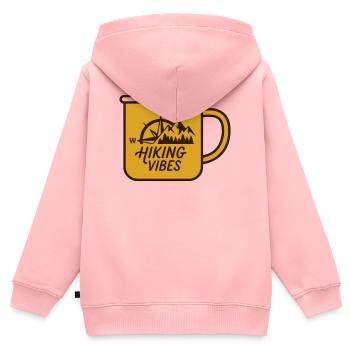 Wanderlust Tasse Kompass Logo - Kinder Premium Organic Zip Hoodie - Rosa - Hinten - AI Model Kid Female (0cm)