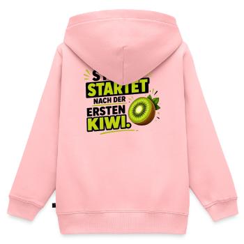 System startet nach der ersten Kiwi - Kinder Premium Organic Zip Hoodie - Rosa - Hinten - AI Model Kid Female (0cm)