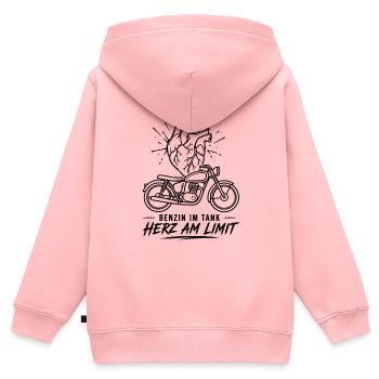 Herz am Limit Motorrad - Kinder Premium Organic Zip Hoodie - Rosa - Hinten - AI Model Kid Female (0cm)