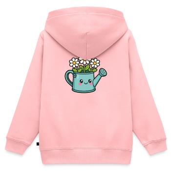 Blumige Gießkanne Cartoon - Kinder Premium Organic Zip Hoodie - Rosa - Hinten - AI Model Kid Female (0cm)