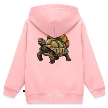 Wanderschildkröte – Outdoor-Abenteuer - Kinder Premium Organic Zip Hoodie - Rosa - Hinten - AI Model Kid Female (0cm)