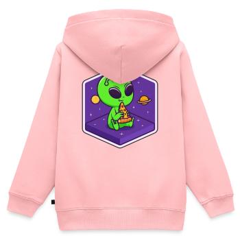 Alien Pizza Scout - Kinder Premium Organic Zip Hoodie - Rosa - Hinten - AI Model Kid Female (0cm)