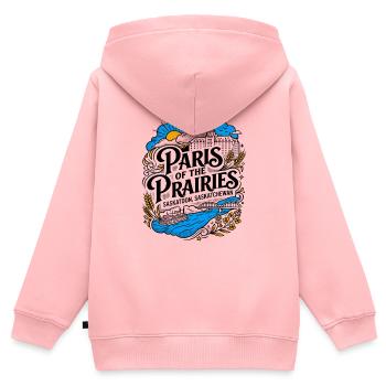 Paris of the Prairies Saskatoon Saskatchewan - Kinder Premium Organic Zip Hoodie - Rosa - Hinten - AI Model Kid Female (0cm)