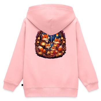 Fuchs-Familie Lanternenfest - Kinder Premium Organic Zip Hoodie - Rosa - Hinten - AI Model Kid Female (0cm)