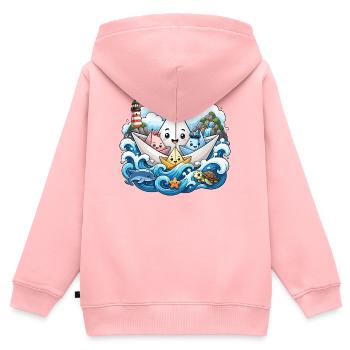 Papierboot Meeresabenteuer - Kinder Premium Organic Zip Hoodie - Rosa - Hinten - AI Model Kid Female (0cm)