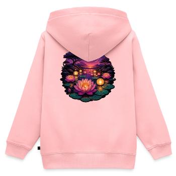 Lotus-Lichter am Abend - Kinder Premium Organic Zip Hoodie - Rosa - Hinten - AI Model Kid Female (0cm)