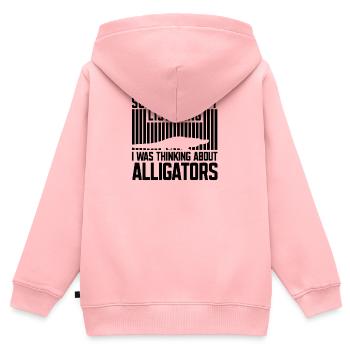 Alligator Silhouette Reptil - Kinder Premium Organic Zip Hoodie - Rosa - Hinten - AI Model Kid Female (0cm)