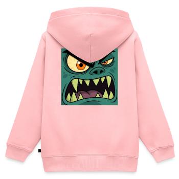 Wütendes Monster Gesicht – Cartoon Vektor Grafik - Kinder Premium Organic Zip Hoodie - Rosa - Hinten - AI Model Kid Female (0cm)