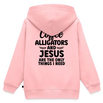 Coffee Alligators And Jesus - Kinder Premium Organic Zip Hoodie - Rosa - Hinten - AI Model Kid Female (0cm)
