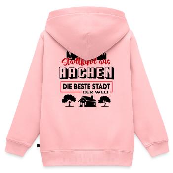 Aachen-Stadt-Nuckel-Flasche - Kinder Premium Organic Zip Hoodie - Rosa - Hinten - AI Model Kid Female (0cm)