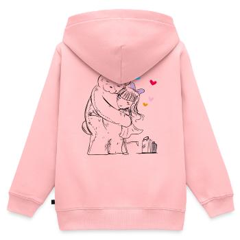 Teddy fährt in den Urlaub - Kinder Premium Organic Zip Hoodie - Rosa - Hinten - AI Model Kid Female (0cm)