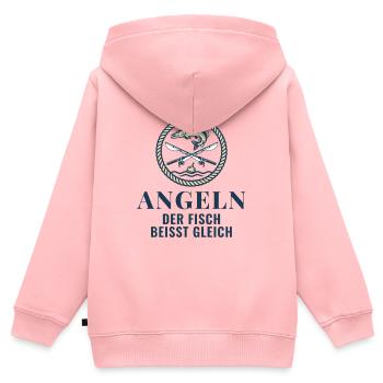 Angeln Der Fisch Beisst Gleich Angler Geschenk - Kinder Premium Organic Zip Hoodie - Rosa - Hinten - AI Model Kid Female (0cm)
