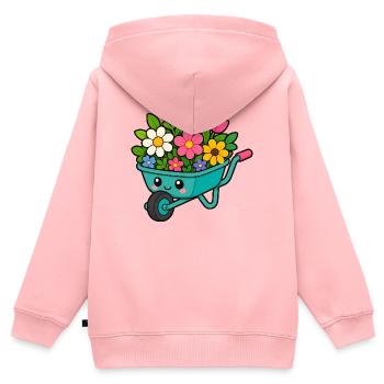 Frühlingswagen voller Blüten - Kinder Premium Organic Zip Hoodie - Rosa - Hinten - AI Model Kid Female (0cm)