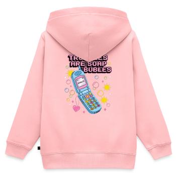 All My Troubles Are Soap Bubbles - Kinder Premium Organic Zip Hoodie - Rosa - Hinten - AI Model Kid Female (0cm)