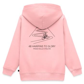 Stelvio Pass Minimalist Bike Art - Kids Premium Organic Zip-up Hoodie - rose - Back - AI Model Kid Female (0cm)