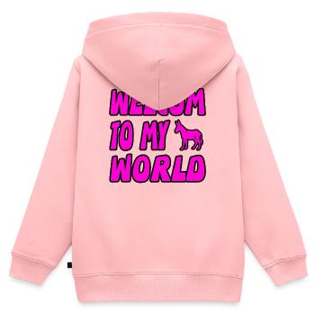 Esel - Kinder Premium Organic Zip Hoodie - Rosa - Hinten - AI Model Kid Female (0cm)