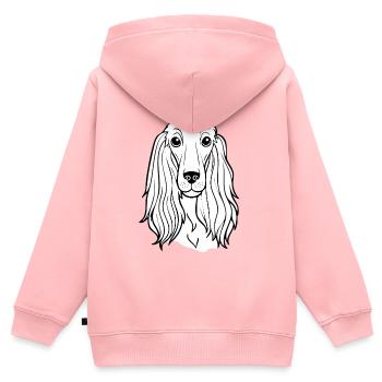 Windhund (Comic-Porträt/ Schwarzweiß) - Kinder Premium Organic Zip Hoodie - Rosa - Hinten - AI Model Kid Female (0cm)