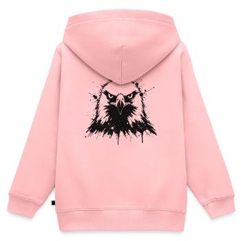 Dunkler Adler in Splatter-Spot - Kinder Premium Organic Zip Hoodie - Rosa - Hinten - AI Model Kid Female (0cm)