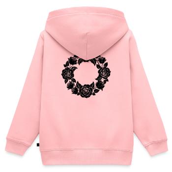 Rosenkranz - Kinder Premium Organic Zip Hoodie - Rosa - Hinten - AI Model Kid Female (0cm)