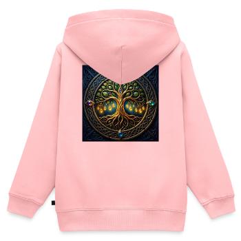 Mystic Tree with Jewels and Knots - Kids Premium Organic Zip-up Hoodie - rose - Back - AI Model Kid Female (0cm)