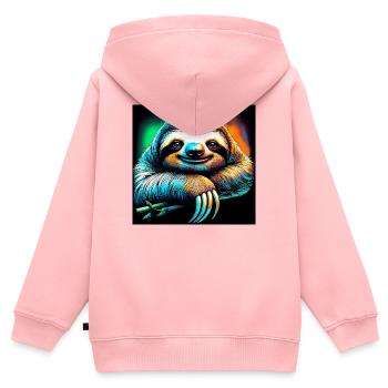 paresse - Sweat Premium à capuche zippé enfant bio - rose - Dos - AI Model Kid Female (0cm)