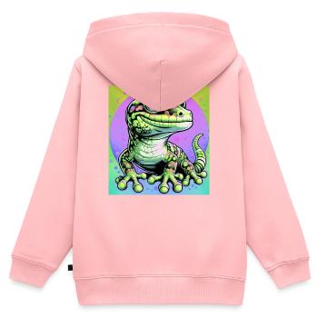 Gecko - Kinder Premium Organic Zip Hoodie - Rosa - Hinten - AI Model Kid Female (0cm)